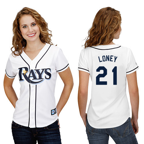 James Loney #21 mlb Jersey-Tampa Bay Rays Women's Authentic Home White Cool Base Baseball Jersey